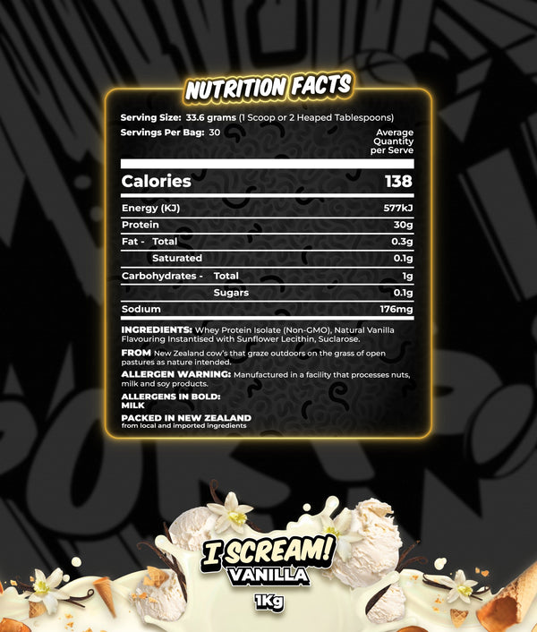 Hypa Sports ISO-Charge Whey Isolate 1kg (30 Serve) - Hypa Christchurch - Hypa Sports