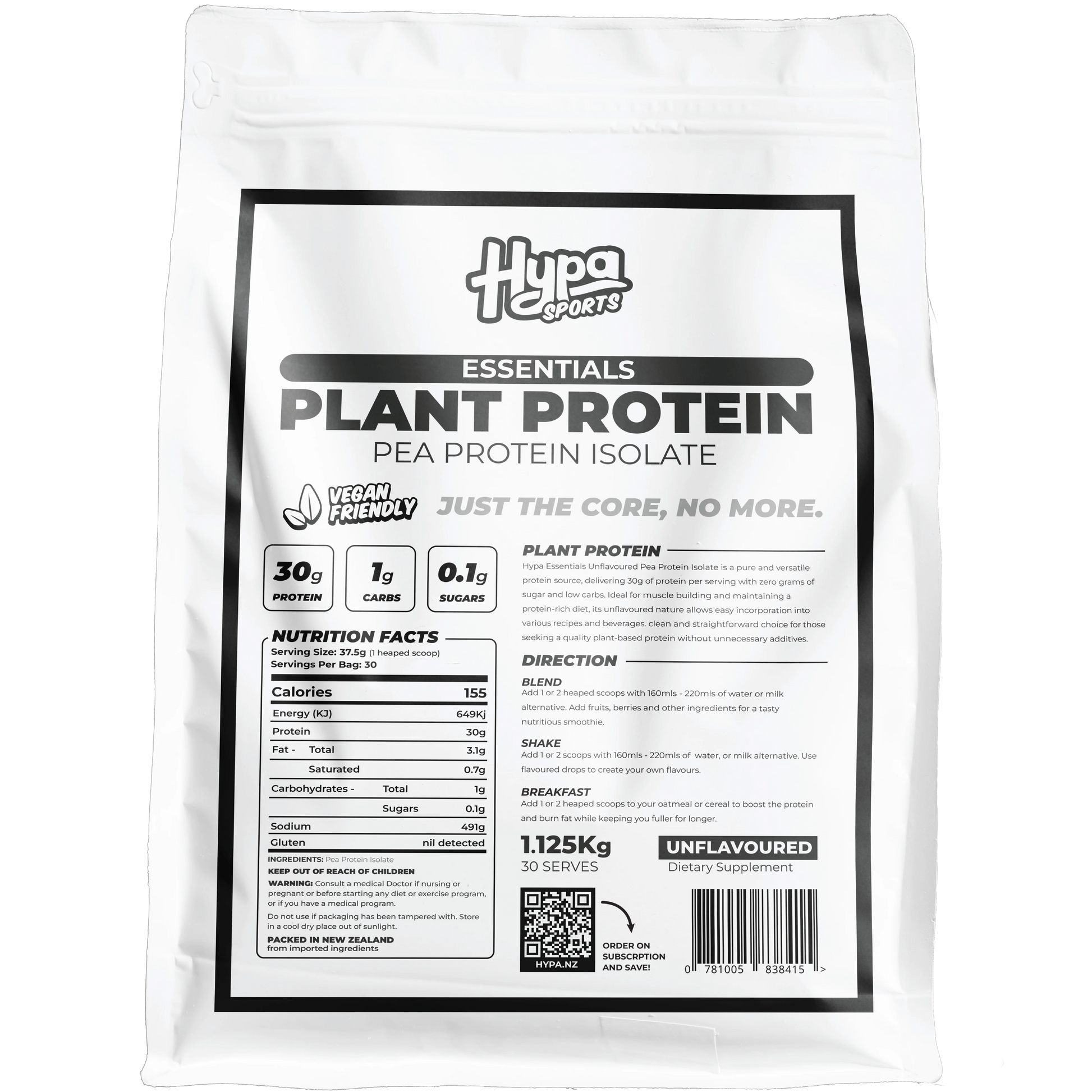 Hypa Essentials Plant Protein Unflavoured