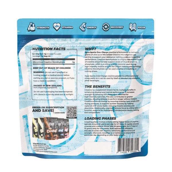 Hypa Sports Crea - Charge Micronized Creatine Monohydrate - Hypa Christchurch - Hypa Sports