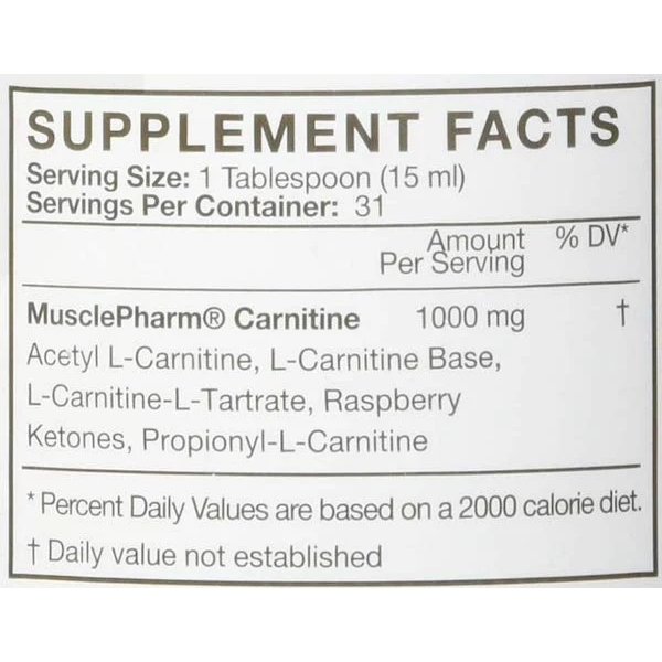 Musclepharm Carnitine Essentials Liquid 31 Serve - Hypa Christchurch - Musclepharm