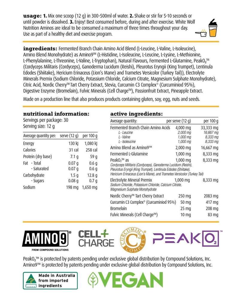 White Wolf Nutrition Vegan Essential Amino Acid 30 Serve - Hypa Christchurch - White Wolf