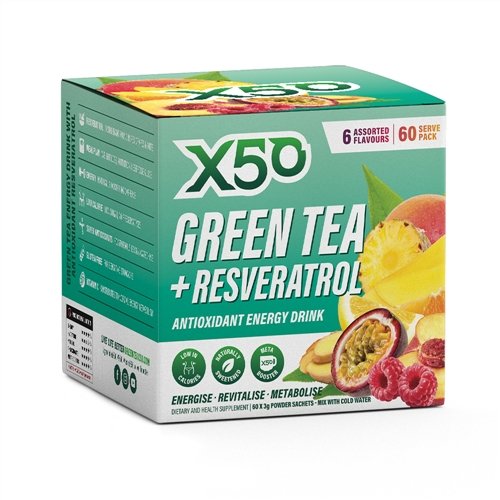 X50 Green Tea + Resveratrol Assorted 60 Serve - Hypa Christchurch - X50